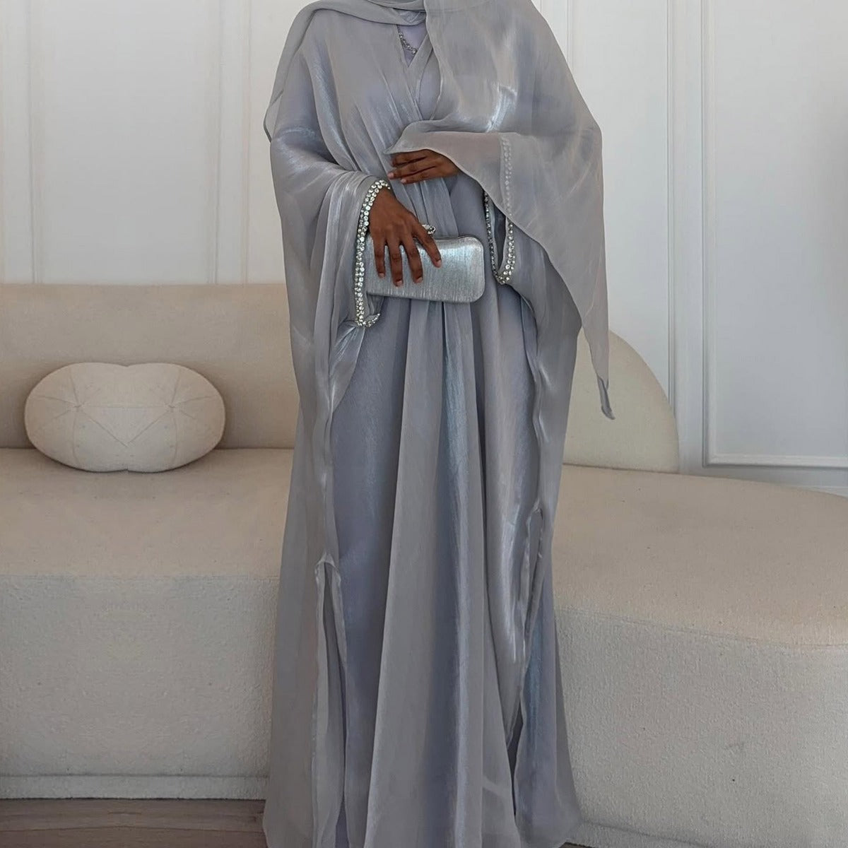 Luxe Beaded Cardigan Abaya |  Modest Luxury Evening Wear Beading-Embellished Robes (MOA195)