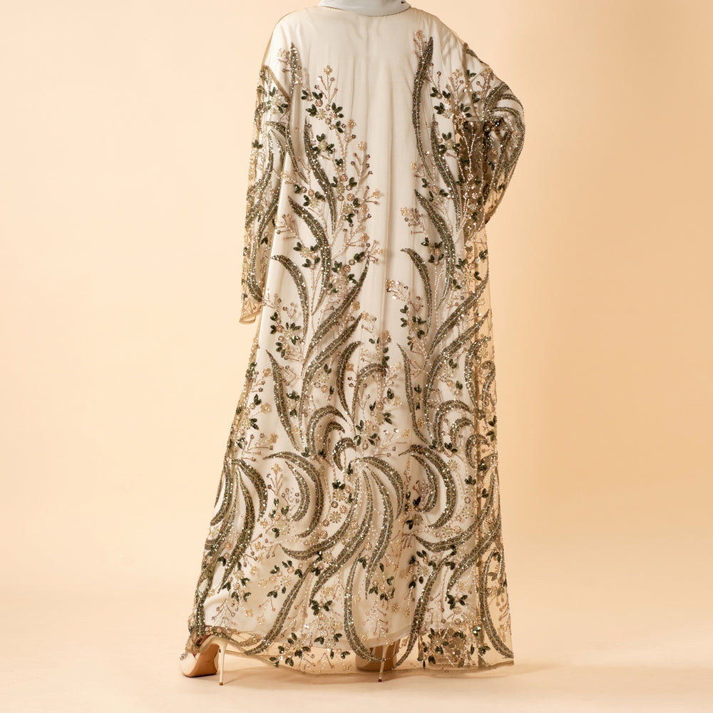 Luxury Hand-Beaded Sequin Embroidered Open Abaya for Eid & Wedding Occasions (MOA305)