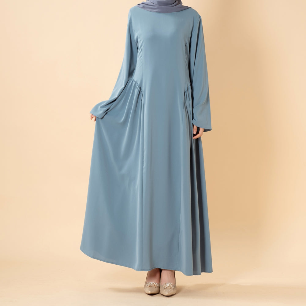 Nida Flared Maxi Dress with Pleated A-Line Skirt & Wide Bell Sleeves(MS435)
