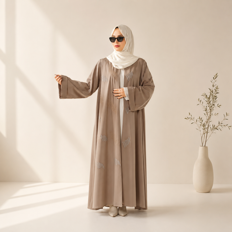 Archive Piece 3D Embroidery Abaya With Geometric Beads - MP004 (Size M Only)