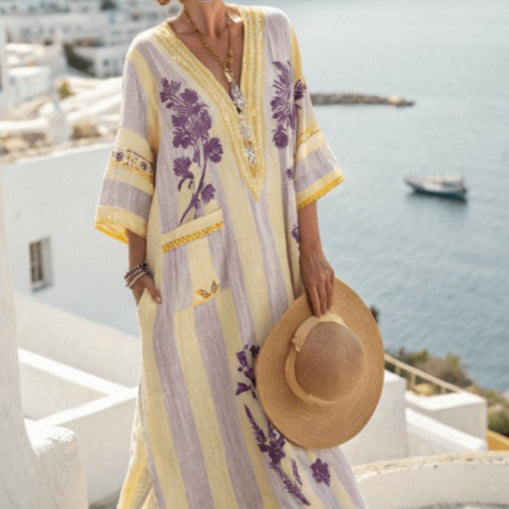 Printed Kaftan Maxi Dress(MS419)