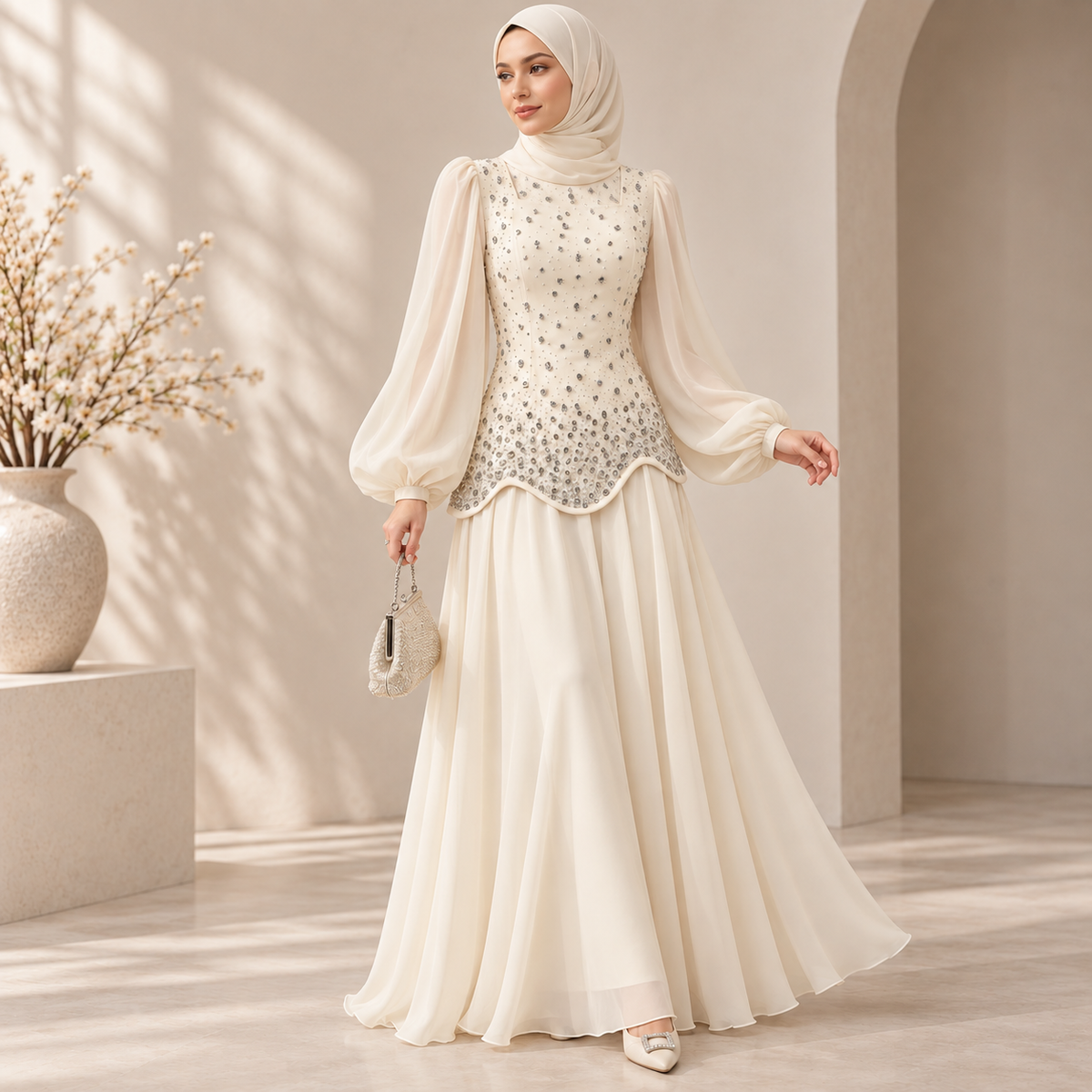 Luxury Rhinestone Top & Maxi Skirt Set(MS561)