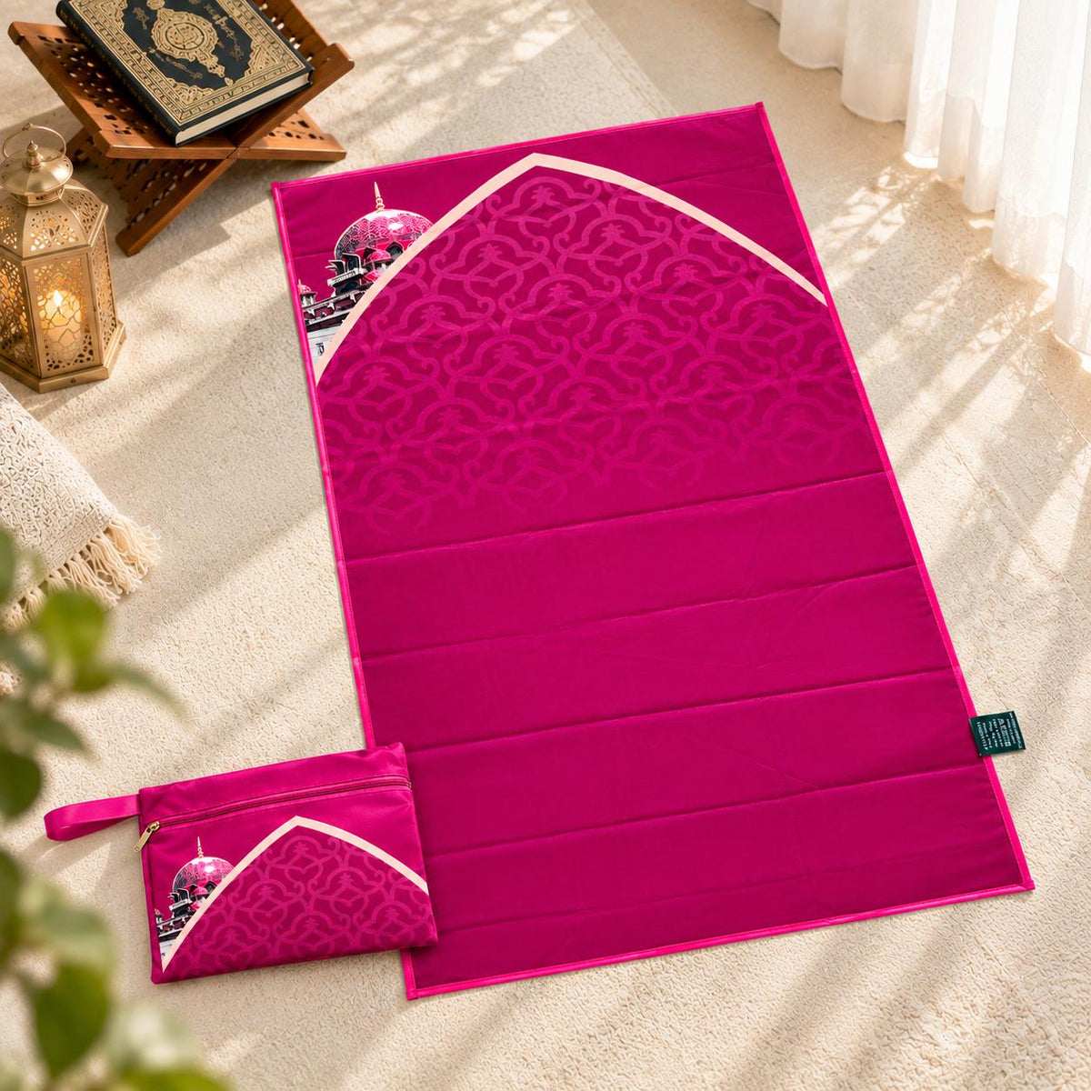 Mosque-Inspired Original Prayer Mat | Foldable with Matching Travel Pouch (MR092)