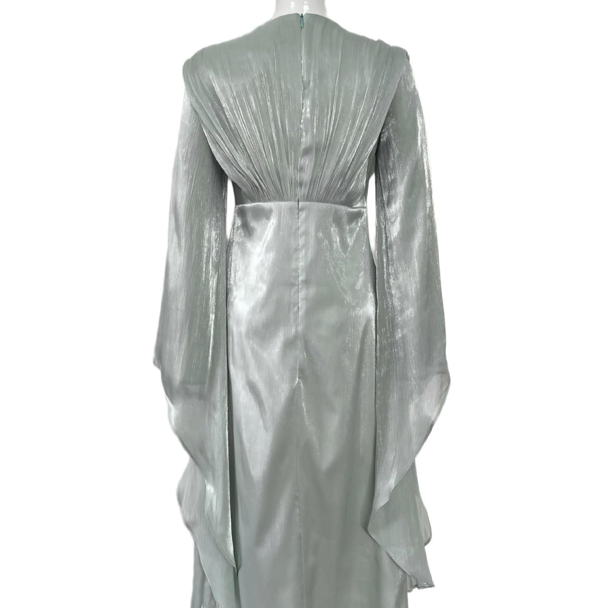 Crystal Embellished Shimmer Satin Maxi Dress(MS541)