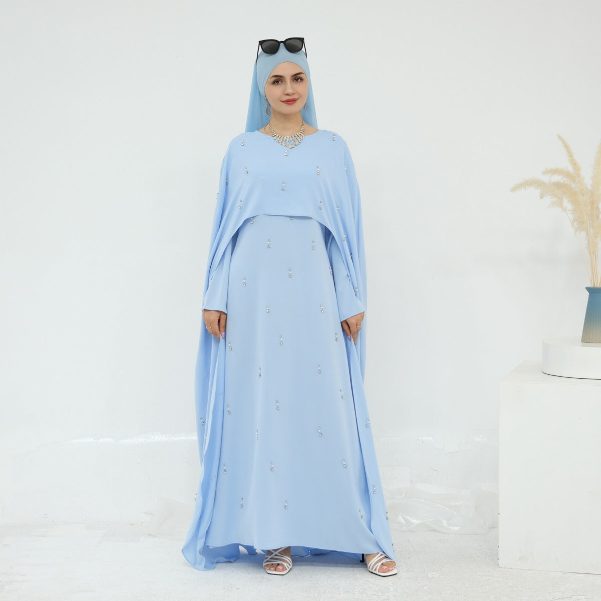 Celestial Beaded Luxury Muslim Abaya Set | Modest Dresses with Beading Detailing (MA266)