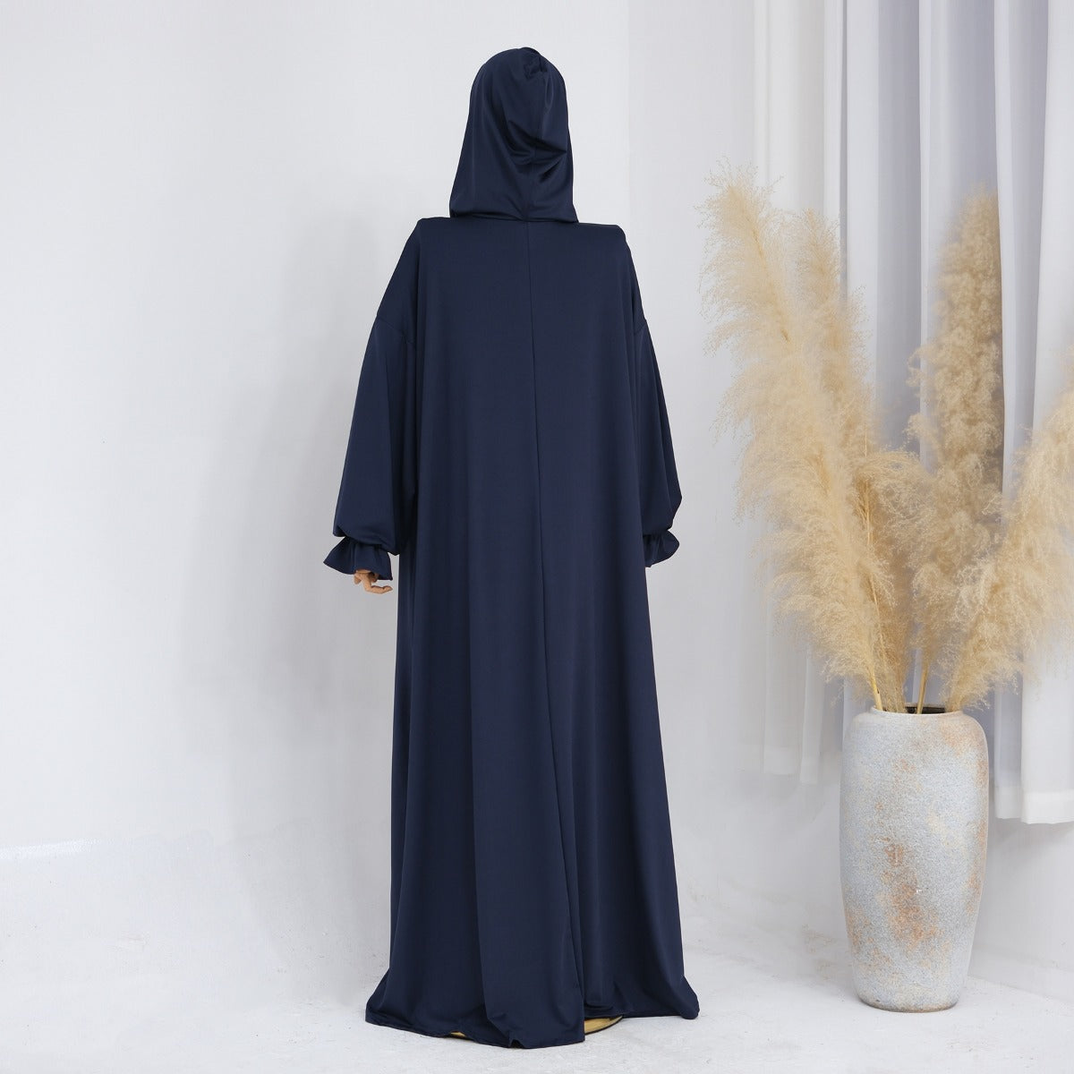 Modest Casual Hooded Abaya Collection | Tone Robes with Bubble Sleeves (MJ021)