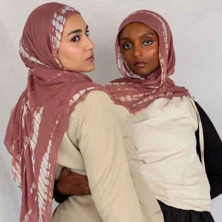 Premium Baumwollmischung Hijab mit Tintendruck | 180x80cm Künstlerischer Langer Schal (MH149)
