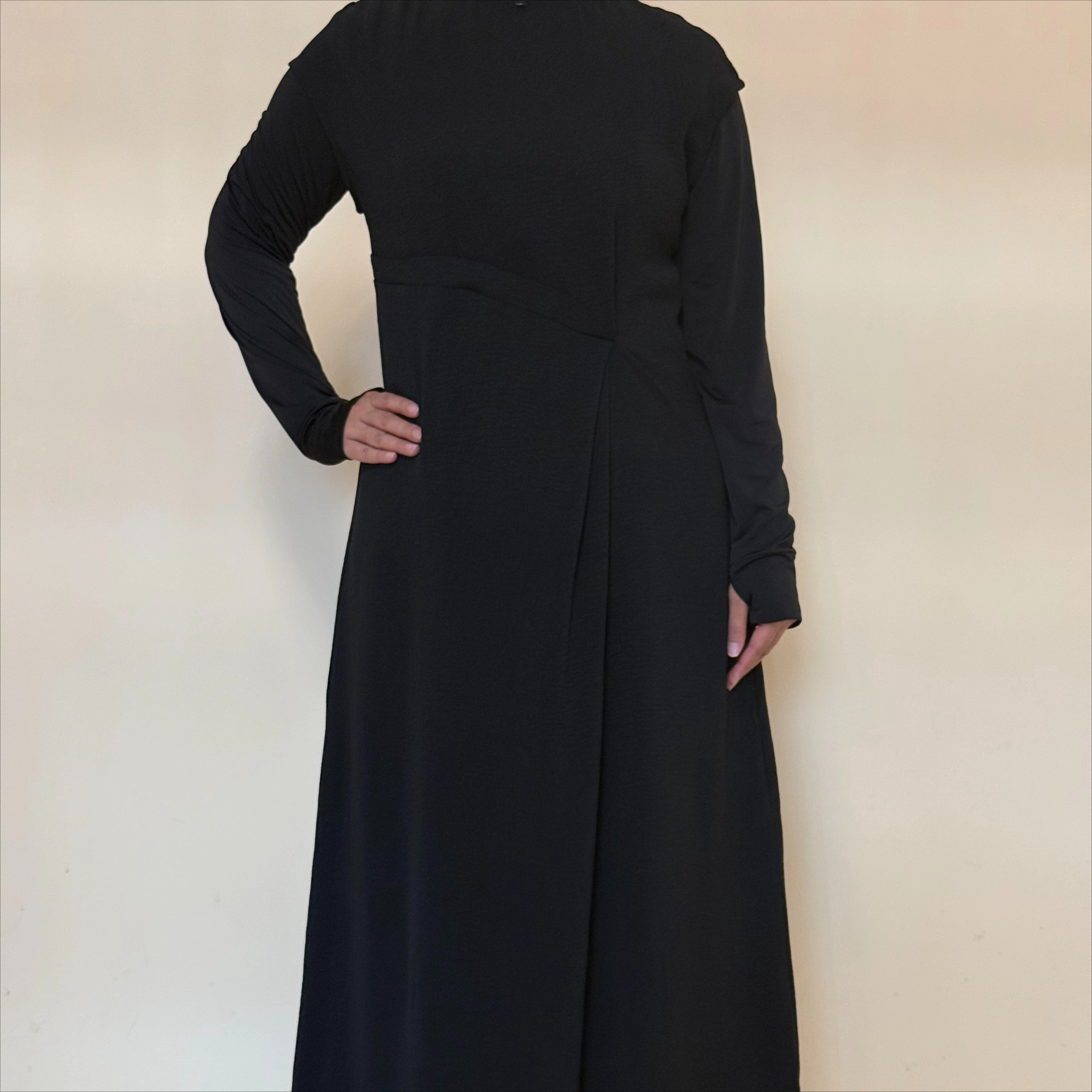 Textured Crepe Cap Shoulder Maxi Dress with Waist Pleat & Back Zip (MS436)(MS436)