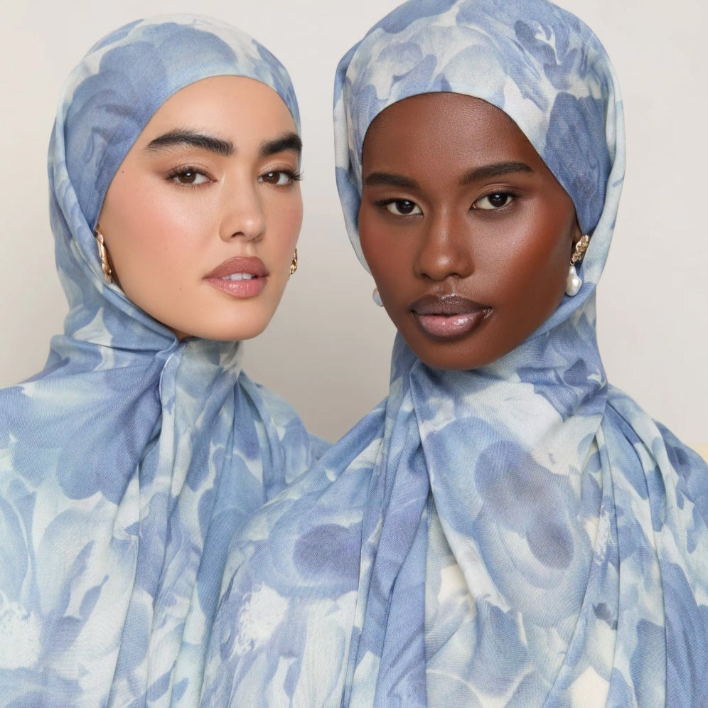 Blossom Watercolor Hijab‌ Versatile Soft Headscarf (MH163)