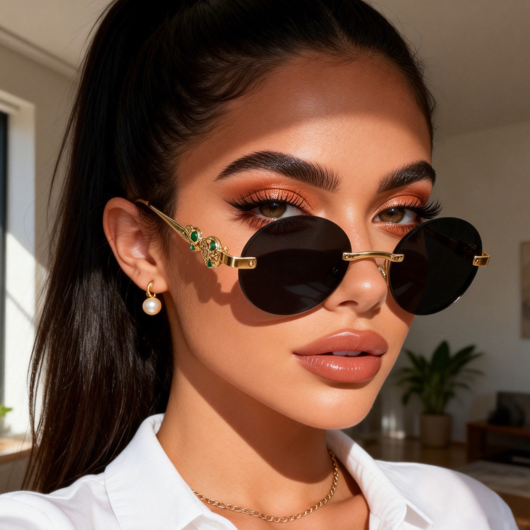 Vintage Oval Rimless Sun Glasses（MAC446）