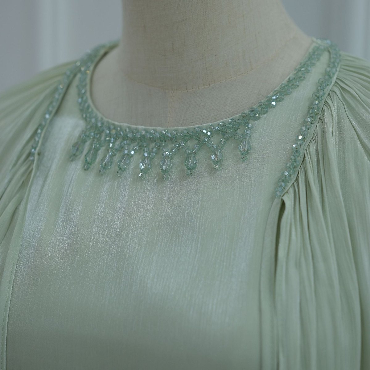 2 - Piece Crystal Beaded Ruffle Sleeve Abaya Set(MS405) - Mariam's Collection