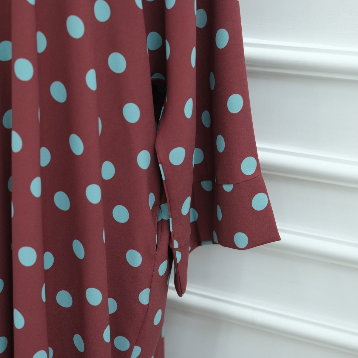 2 - Piece Polka Dot Print Open Abaya Set(MOA316) - Mariam's Collection