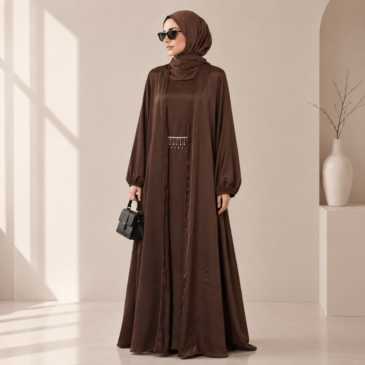 Archive Piece Satin-Look Long Robe Three-Piece Set - MP067 (Size M Only)