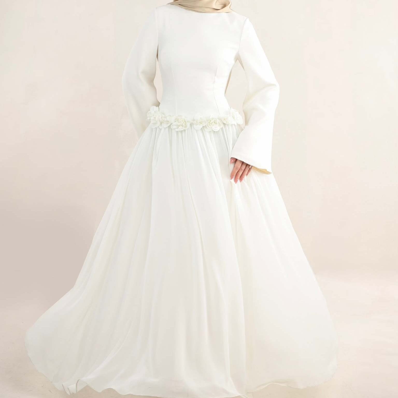 3D Rose Waist Fitted Maxi Dress(MS515)