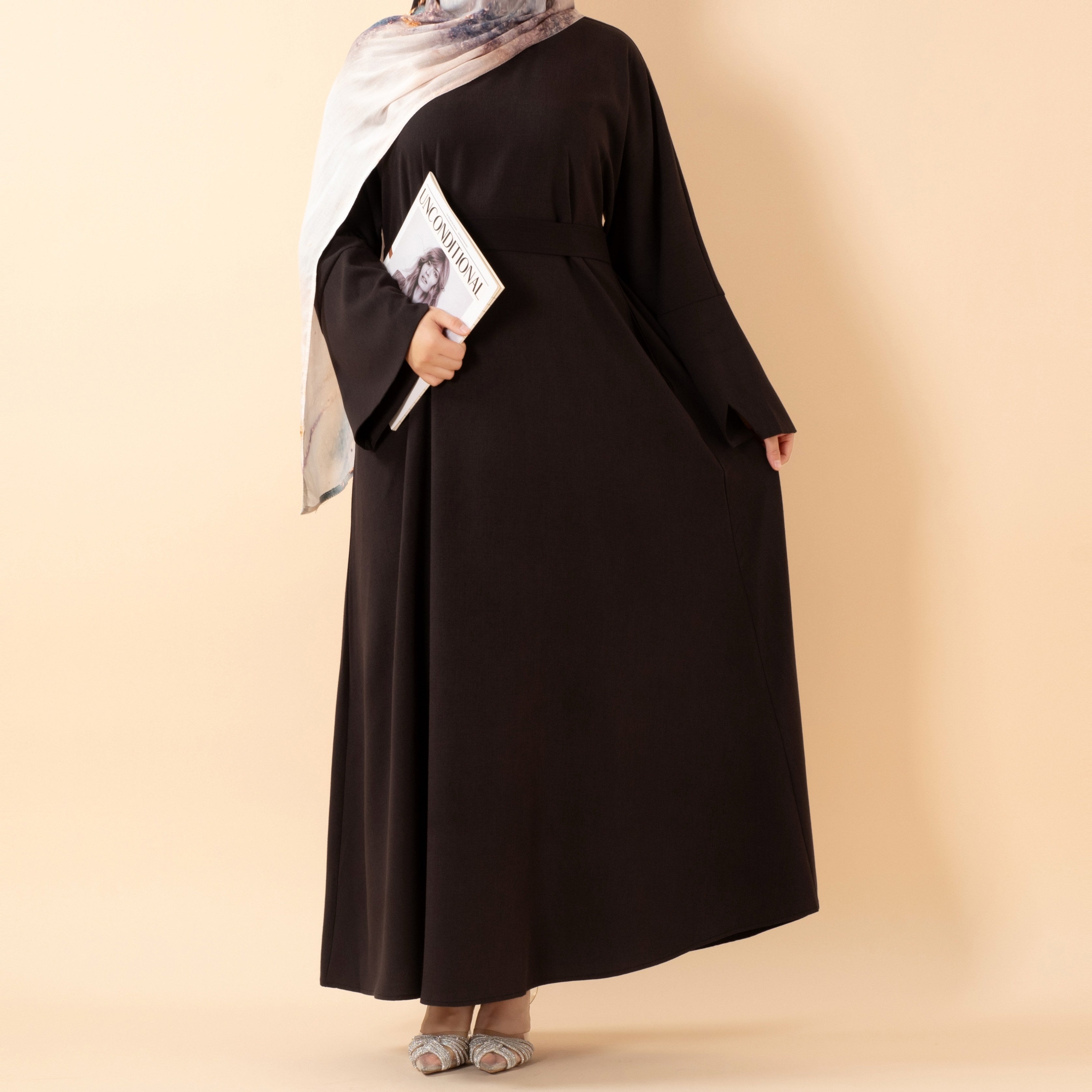 Premium Linen-Look Pullover Abaya with Pockets(MA341)