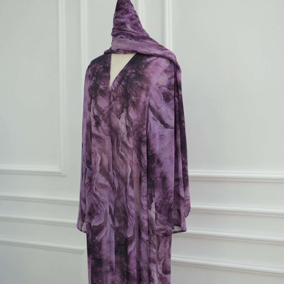 Printed Cardigan Abaya Collection | Modest Luxury Loungewear Feather-Print Robes (MOA194)