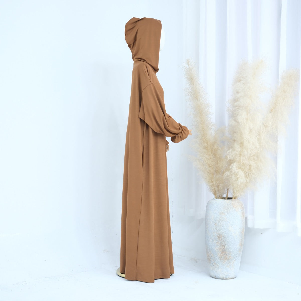 Modest Casual Hooded Abaya Collection | Tone Robes with Bubble Sleeves (MJ021)