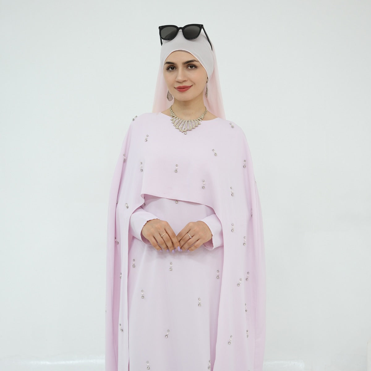 Celestial Beaded Luxury Muslim Abaya Set | Modest Dresses with Beading Detailing (MA266)