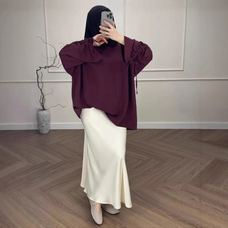 Oversized Tunic & Mermaid Skirt Set | Colorblock Two-Piece Outfit(MS225)