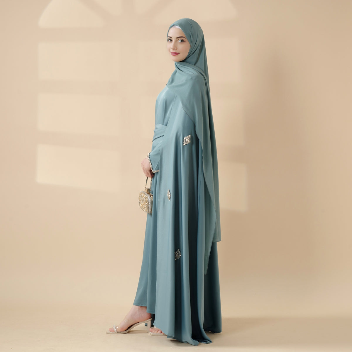 Cape Abaya, Haute Couture Heavy Rhinestone Abaya (MOA067)