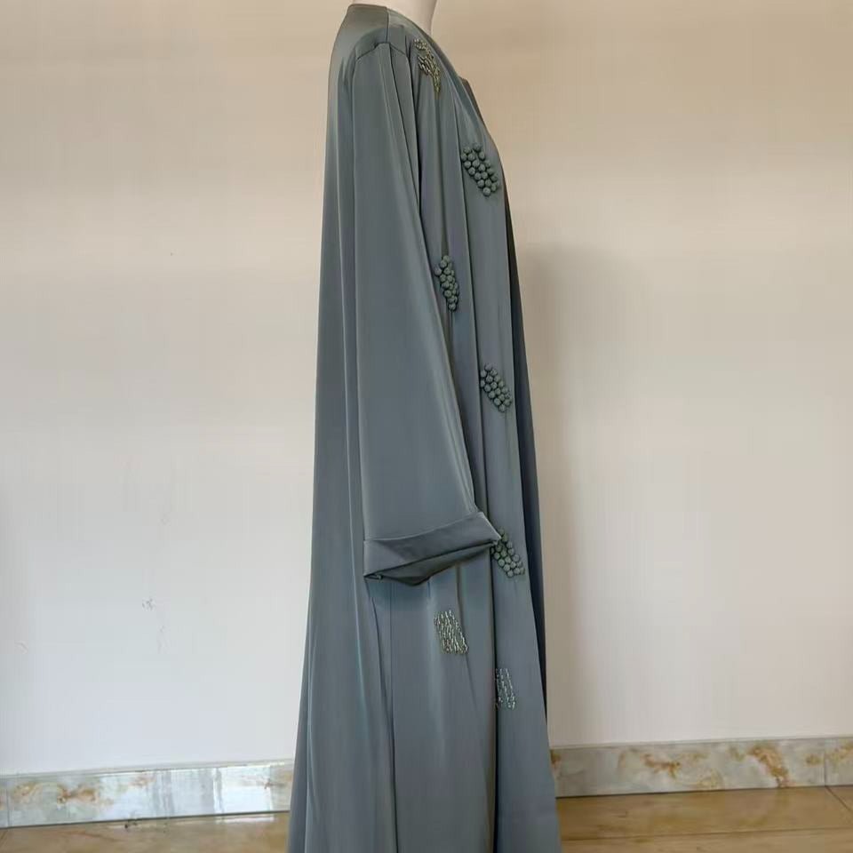 3D Beaded Open Abaya | Embellished Longline Cardigan Robe - MP076 - Mariam's Collection