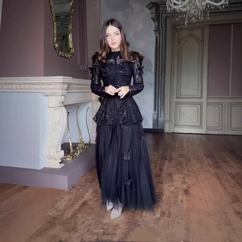 3D Butterfly Lace & Tulle Gown Set(MS223) - Mariam's Collection