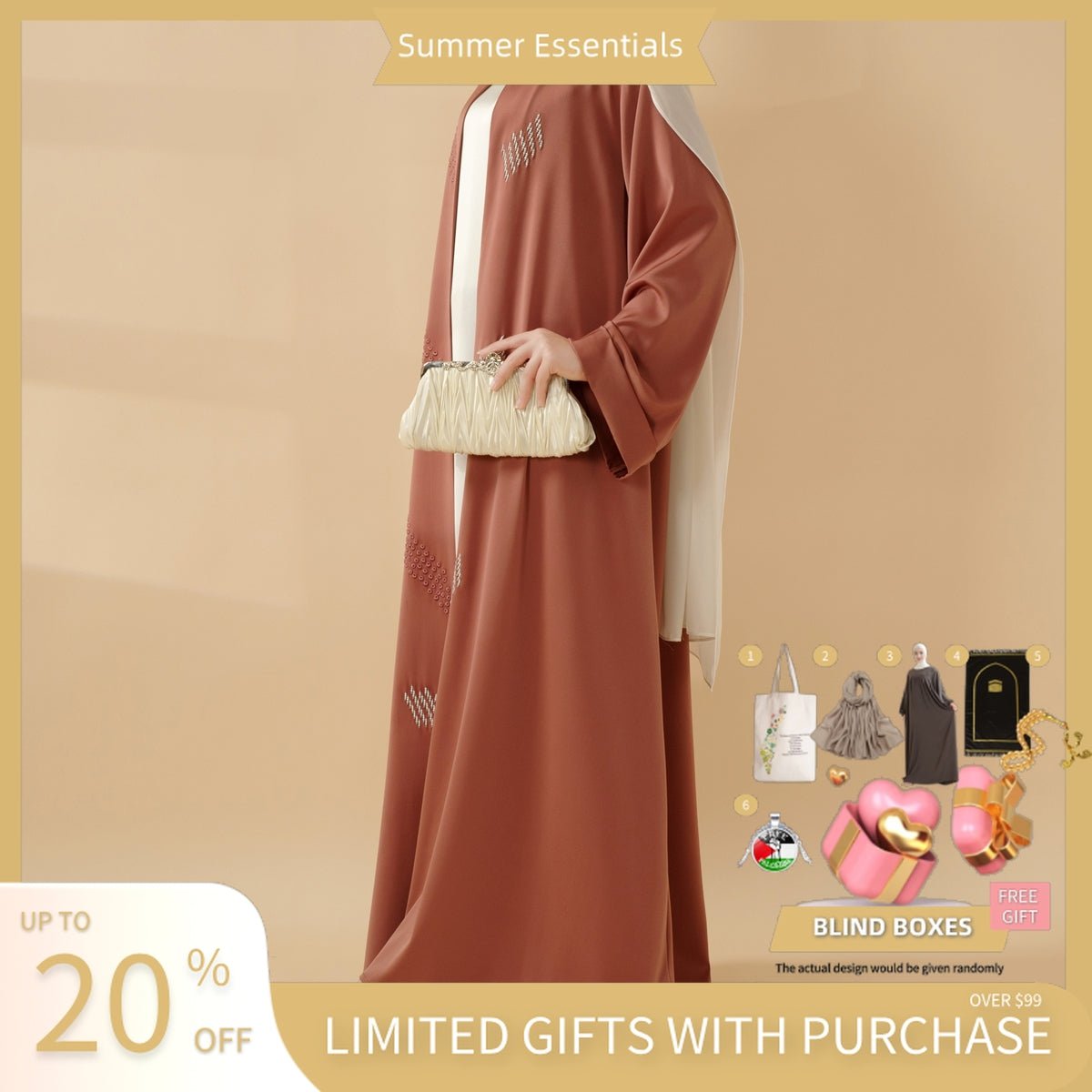 3D Embroidery Abaya With Geometric Beads. 3D Embroidered Open Abaya (MOA085) - Mariam's Collection