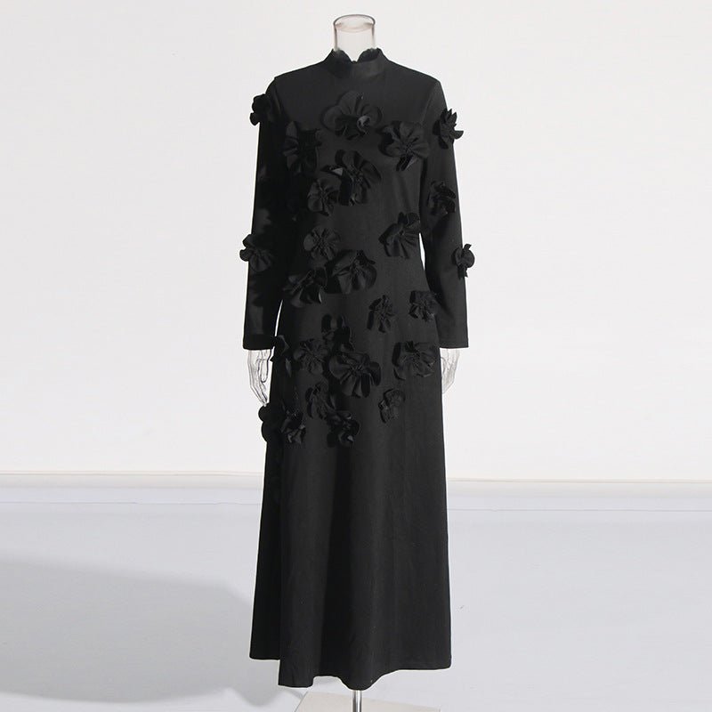 3D Floral Appliqué Maxi Dress(MS356) - Mariam's Collection