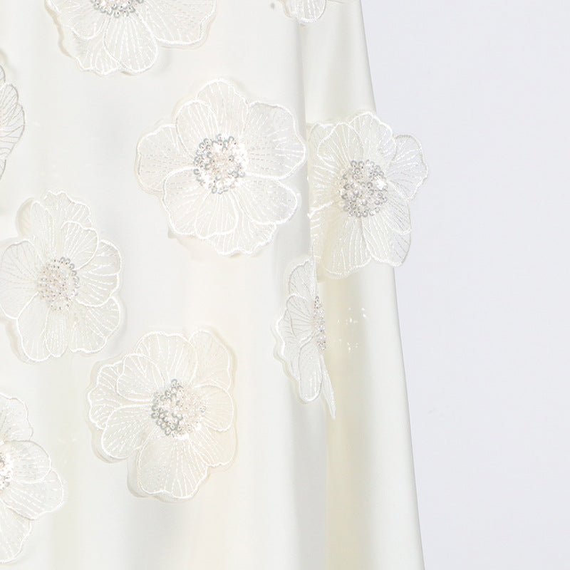 3D Floral Appliqué Sleeveless Maxi Dress(MS358) - Mariam's Collection