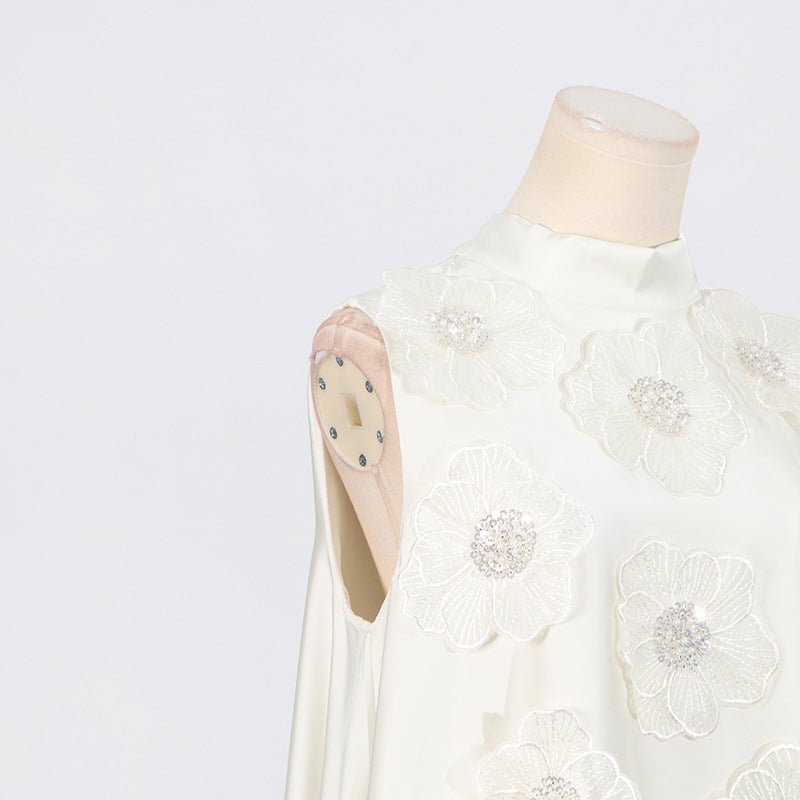 3D Floral Appliqué Sleeveless Maxi Dress(MS358) - Mariam's Collection