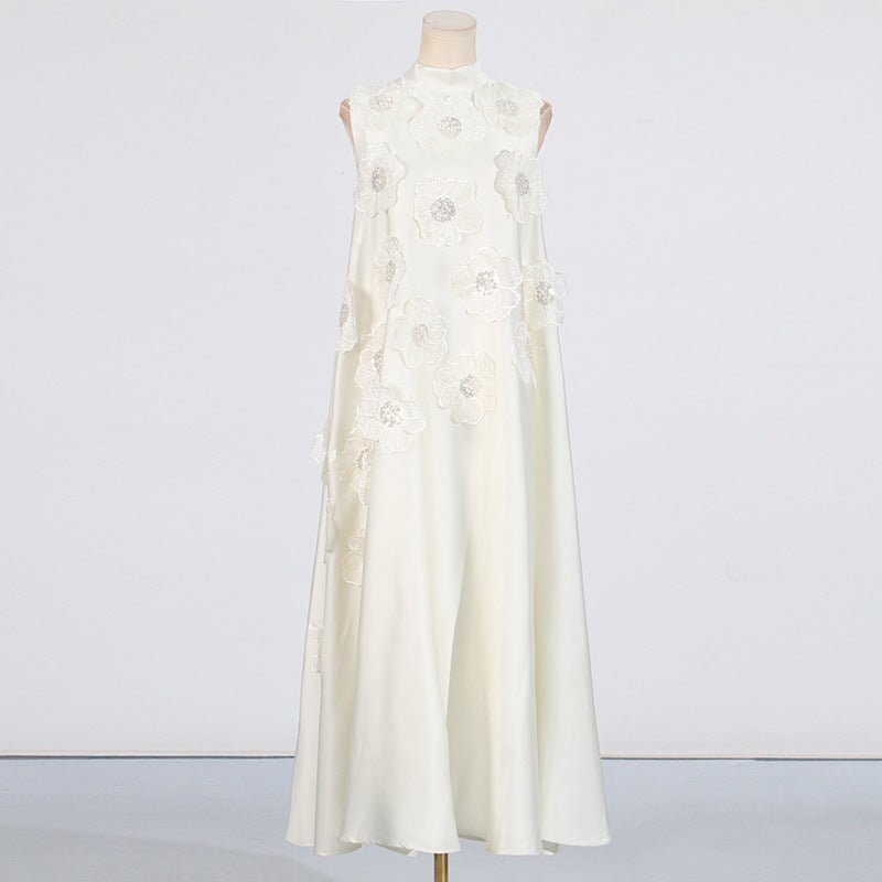 3D Floral Appliqué Sleeveless Maxi Dress(MS358) - Mariam's Collection