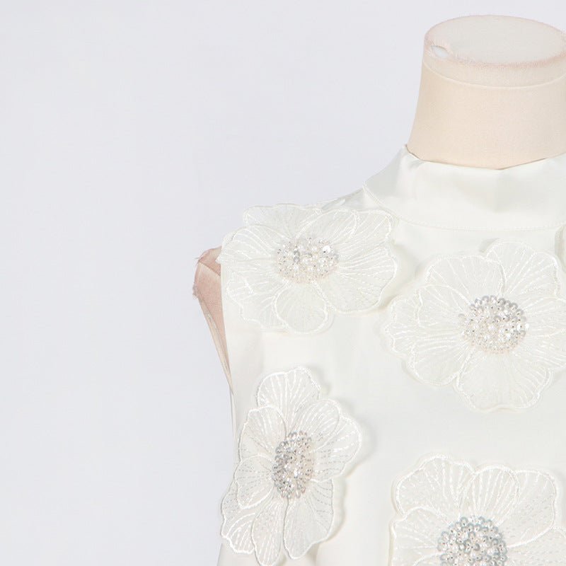 3D Floral Appliqué Sleeveless Maxi Dress(MS358) - Mariam's Collection