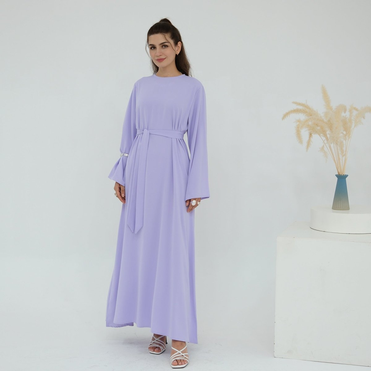 3D Floral Mesh Open Abaya(MOA288) - Mariam's Collection