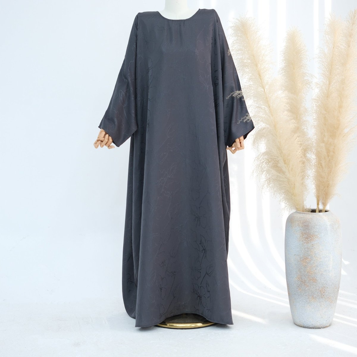 3D Jacquard Woven Satin Abaya (MA138) - Mariam's Collection