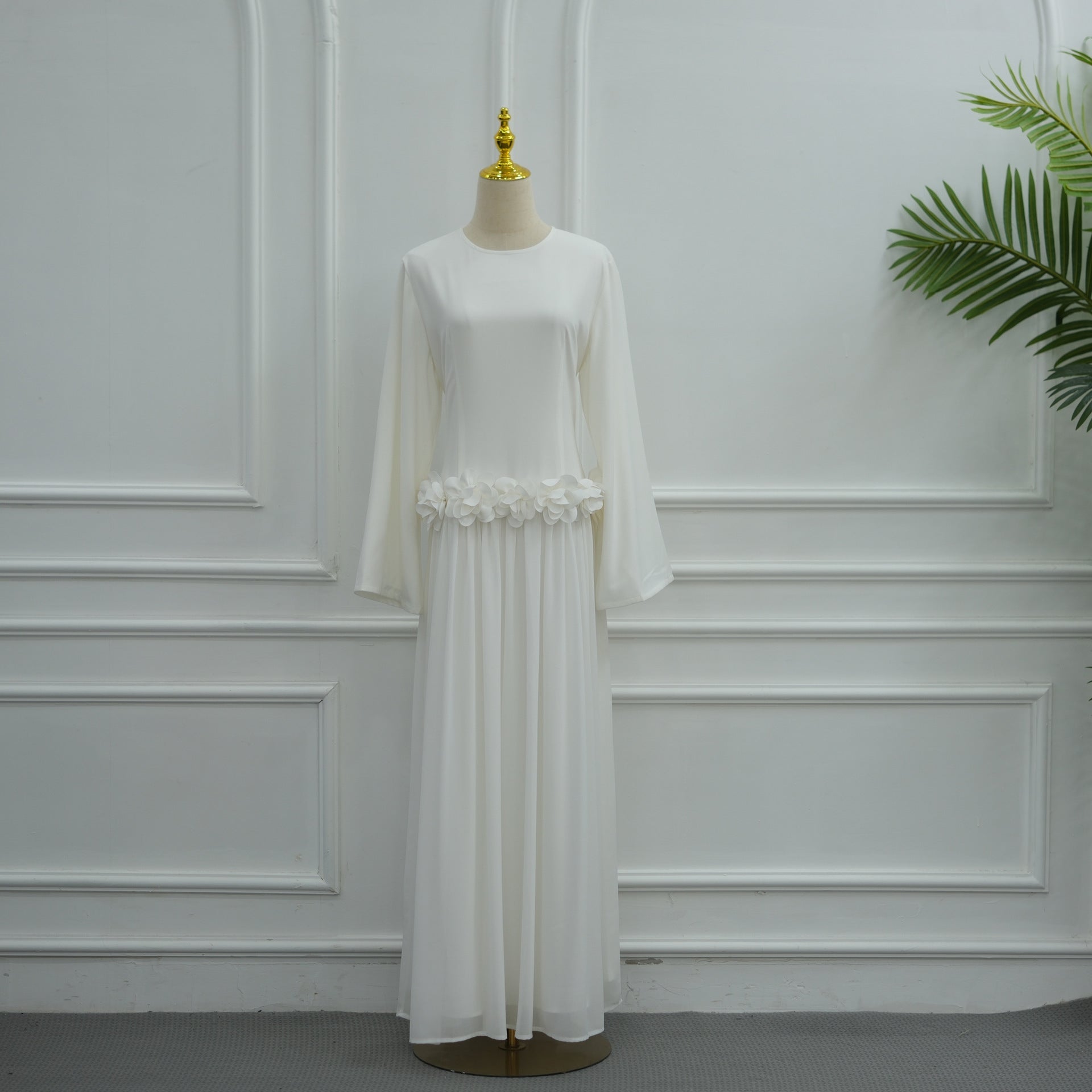 3D Rose Waist Fitted Maxi Dress(MS515) - Mariam's Collection