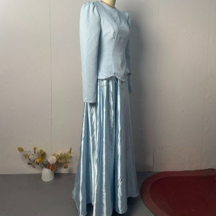 Light Blue Structured Shoulder Dress Set(MS298)