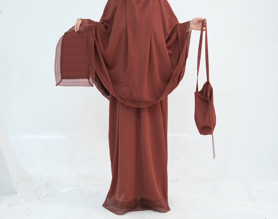 4 - Piece Nida Prayer Set with Lace Trim(MK031) - Mariam's Collection