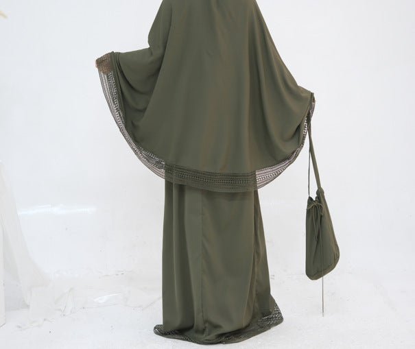 4 - Piece Nida Prayer Set with Lace Trim(MK031) - Mariam's Collection