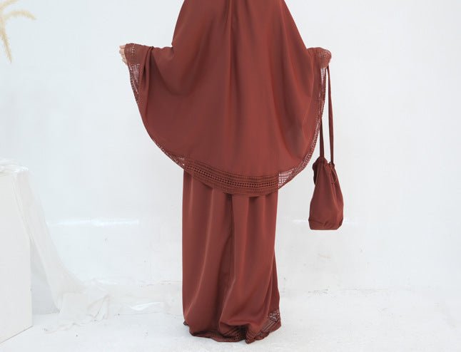 4 - Piece Nida Prayer Set with Lace Trim(MK031) - Mariam's Collection