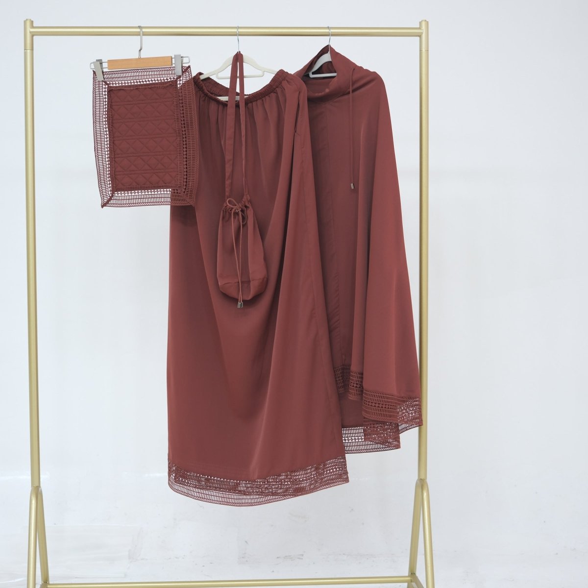 4 - Piece Nida Prayer Set with Lace Trim(MK031) - Mariam's Collection