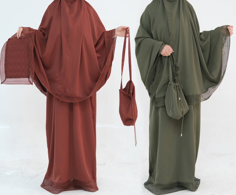 4 - Piece Nida Prayer Set with Lace Trim(MK031) - Mariam's Collection