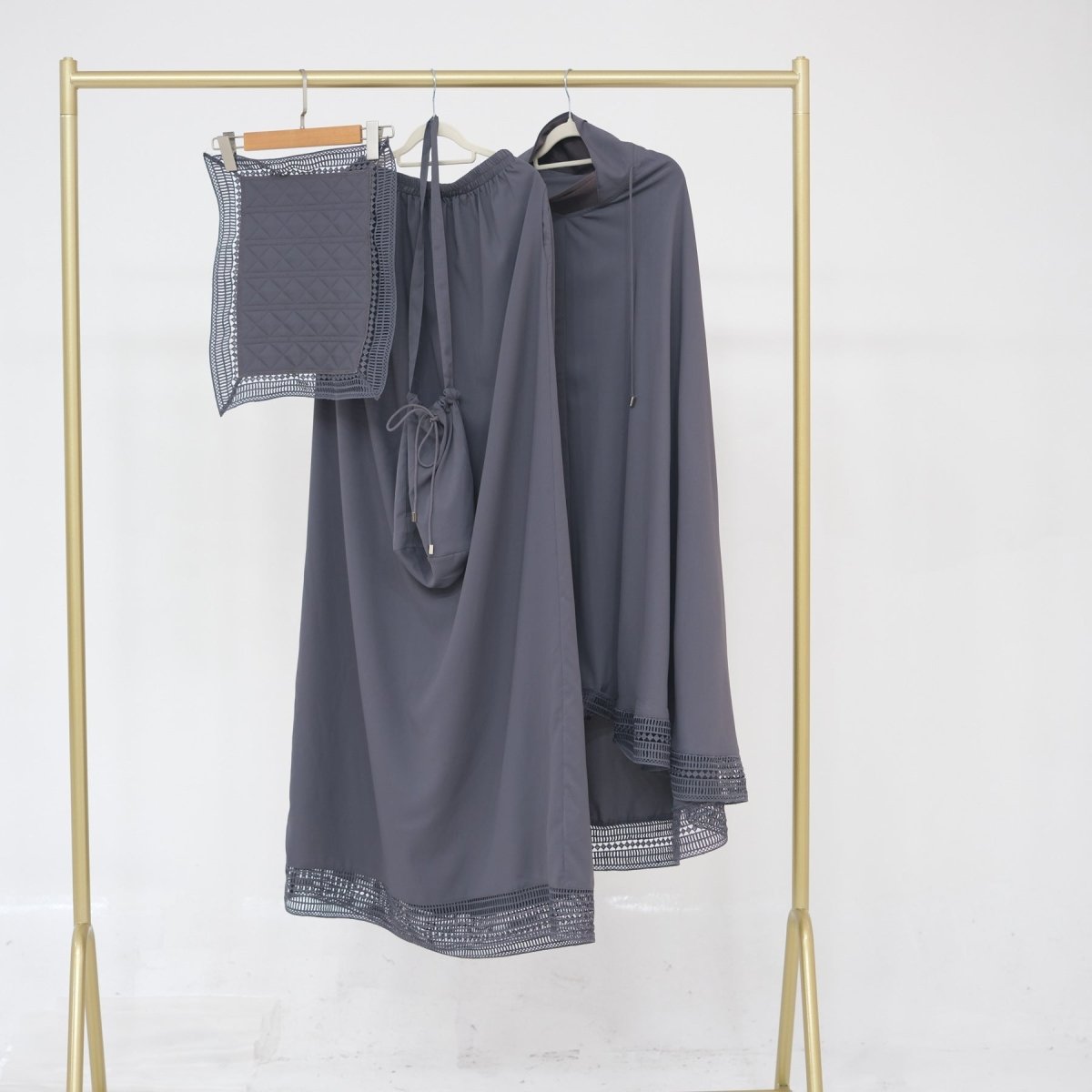 4 - Piece Nida Prayer Set with Lace Trim(MK031) - Mariam's Collection