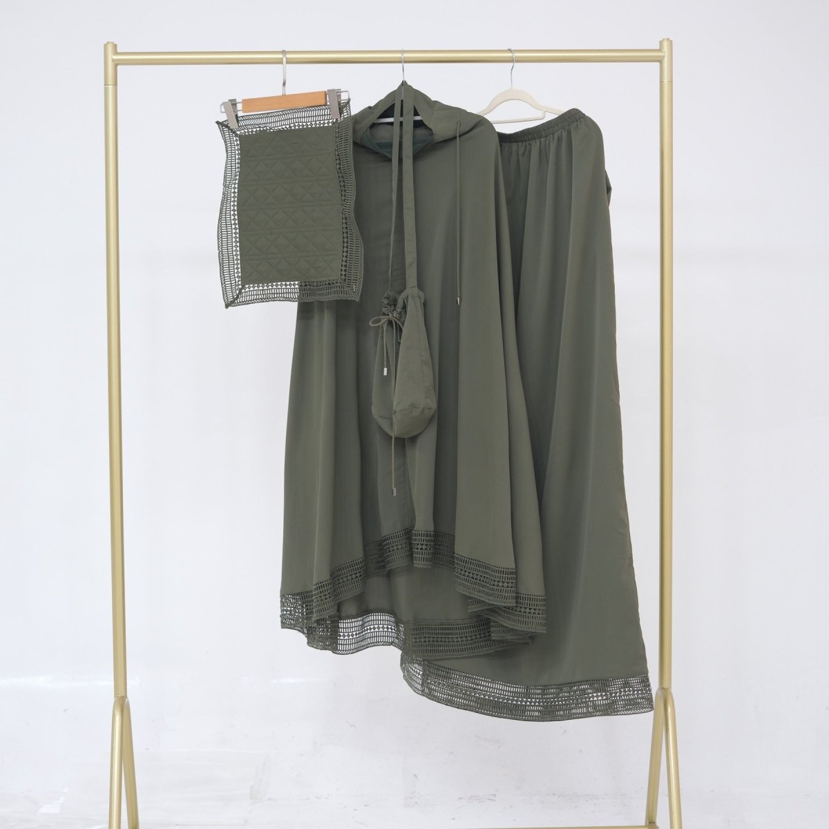 4 - Piece Nida Prayer Set with Lace Trim(MK031) - Mariam's Collection