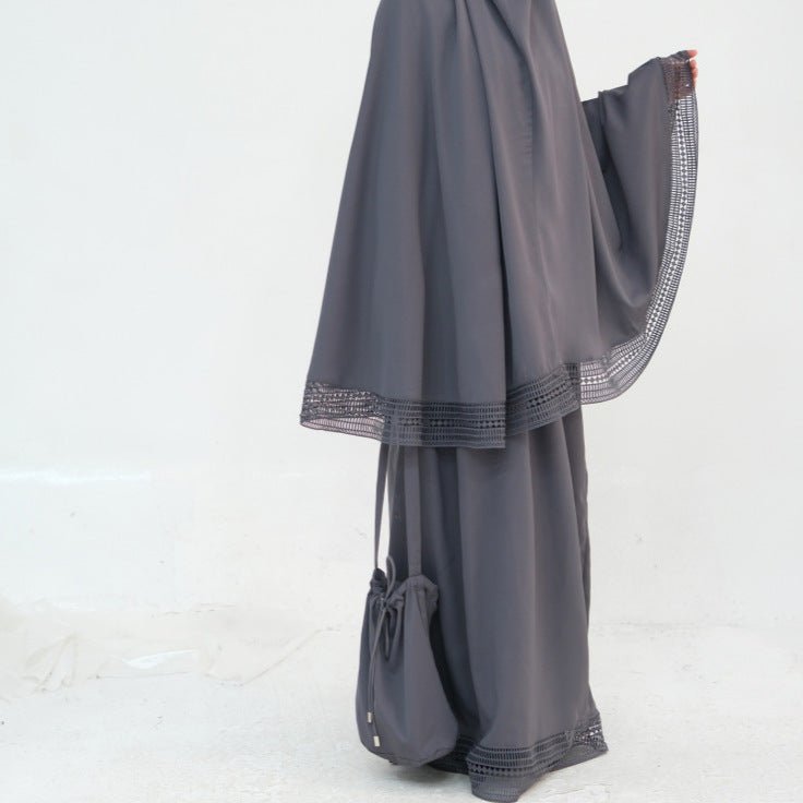 4 - Piece Nida Prayer Set with Lace Trim(MK031) - Mariam's Collection