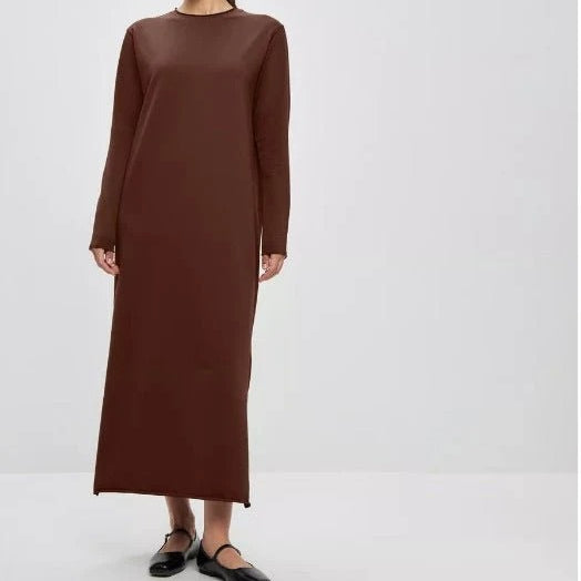 Klassieke Pullover Maxi-jurk | Effen Jurk met Ronde Hals en Lange Mouwen (MA317)