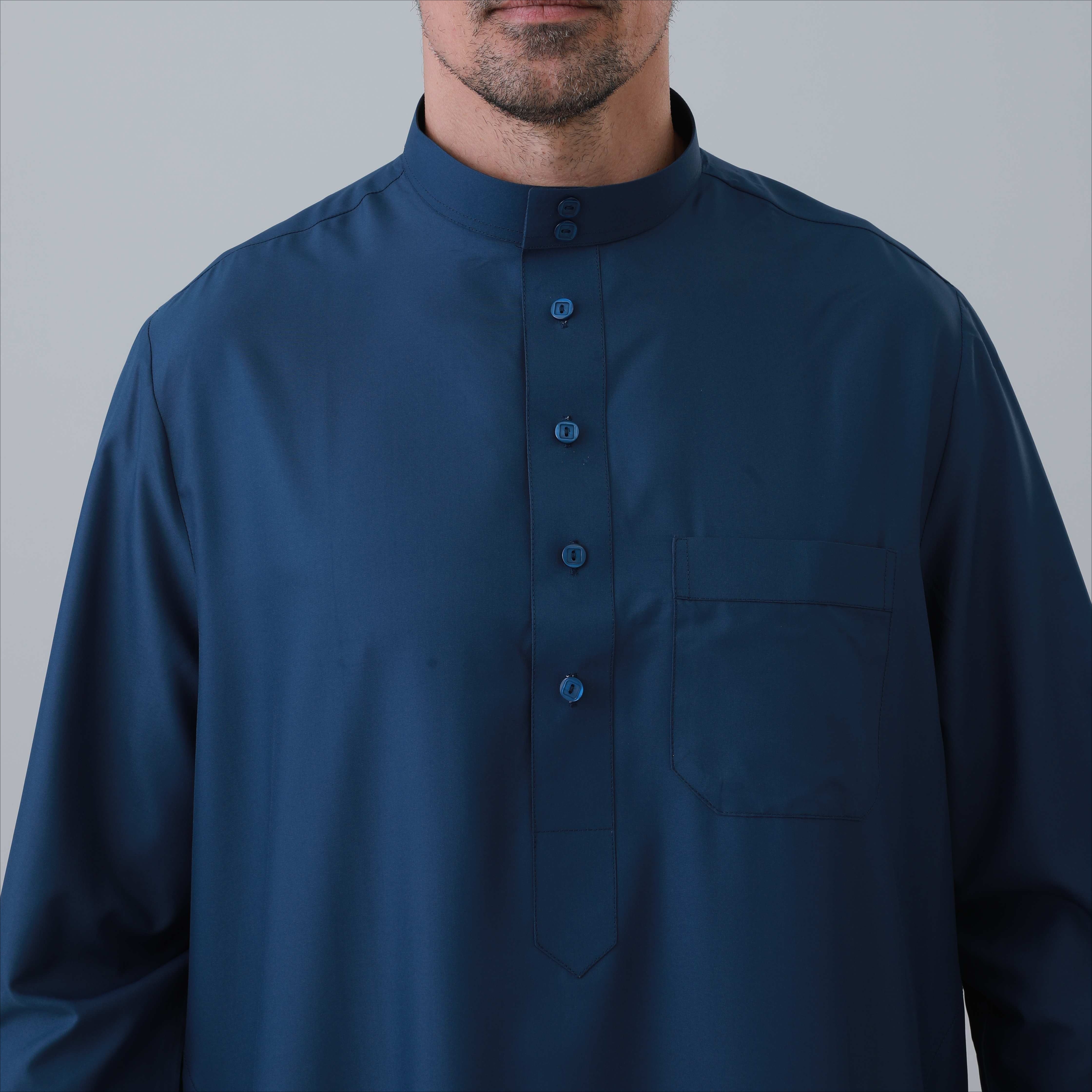 Men's Solid Color Thobe with Button Placket(MT036)