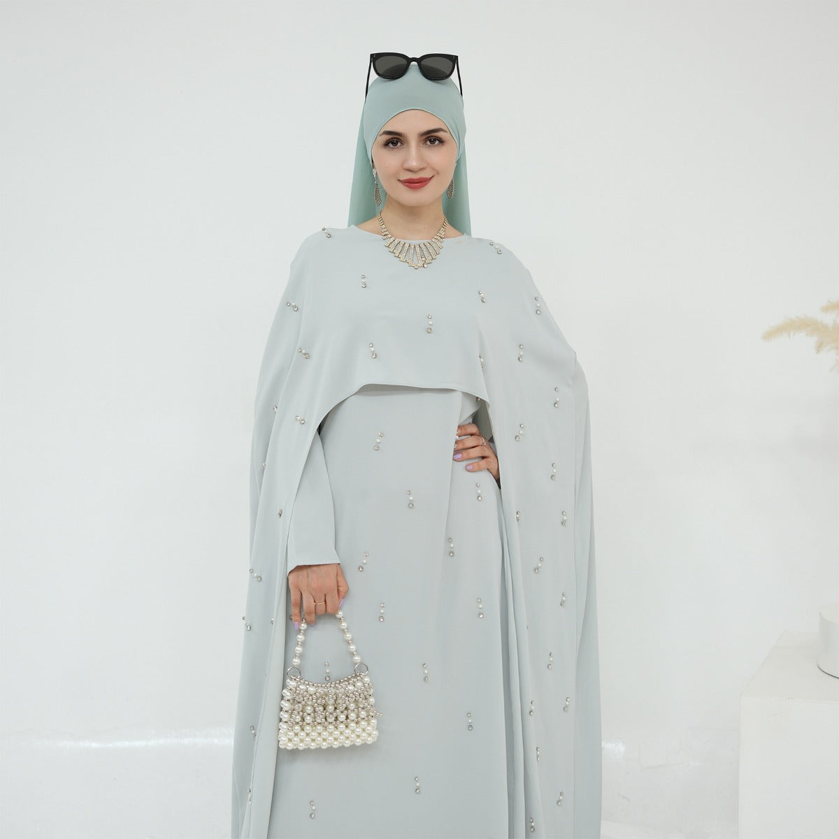 Celestial Beaded Luxury Muslim Abaya Set | Modest Dresses with Beading Detailing (MA266)