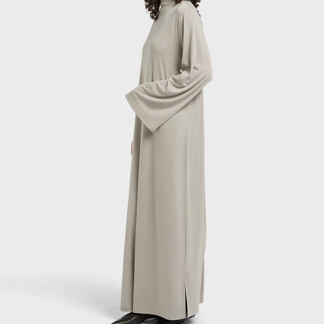 Elegant Half-Turtleneck Pullover Maxi Dress | Loose Fit Solid Color Dress with Hidden Pockets(MA313)