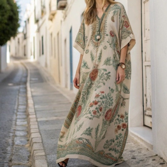 Printed Kaftan Maxi Dress(MS419)