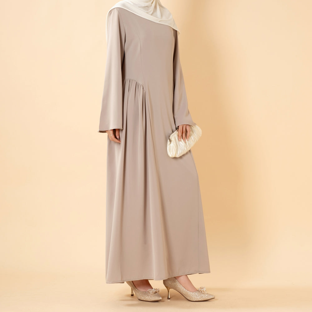 Nida Flared Maxi Dress with Pleated A-Line Skirt & Wide Bell Sleeves(MS435)